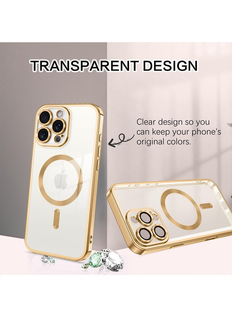 إكس ليفيل جراب ماج سيف لهاتف آيفون 16 برو ماكس، حلقة قابلة للطي، مغناطيسي قوي، حامل متين ومتعدد الاستخدامات، حماية من السقوط، جراب بحامل مغناطيسي لهاتف آيفون 16 برو ماكس، مضاد لبصمات الأصابع والخدوش (ذهبي شفاف) - Image 3