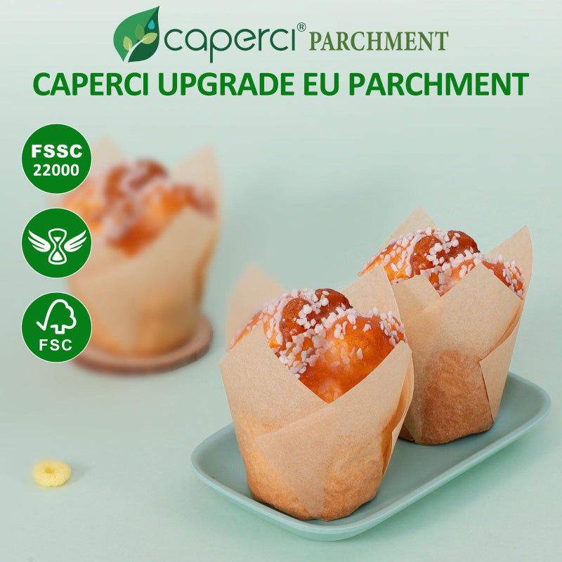 Caperci 150pcs Natural Tulip Cupcake Liners Unbleached European Parchment Paper Baking Cups Muffin Liners for Party, Wedding, Christmas, Birthday - Image 2
