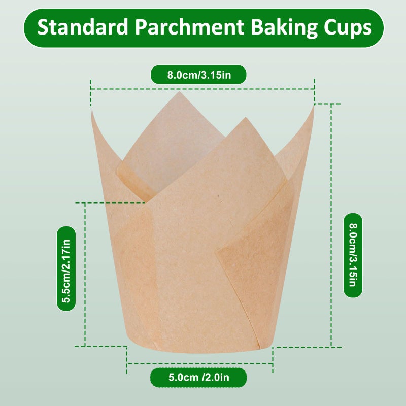 Caperci 150pcs Natural Tulip Cupcake Liners Unbleached European Parchment Paper Baking Cups Muffin Liners for Party, Wedding, Christmas, Birthday - Image 4