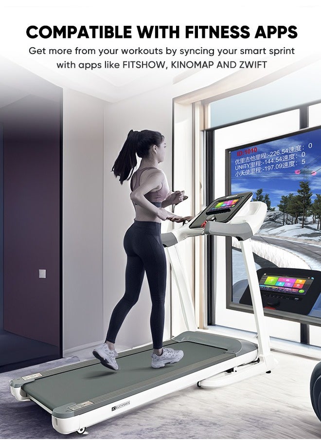 JC BUCKMAN Buckman Smart Sprint Treadmill: Cutting Edge 3.0 Hp Foldable Treadmill For Home Use: Auto Incline, Soft Drop Technology, Low Impact Running Deck With Bluetooth  - Image 4