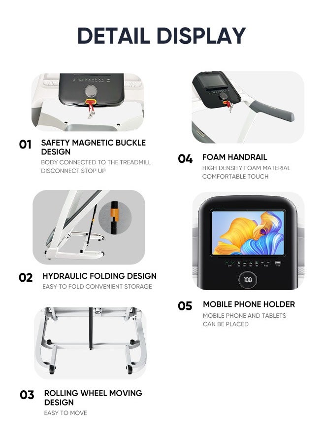 JC BUCKMAN - Buckman Smart Sprint Treadmill: Cutting Edge 3.0 Hp Foldable Treadmill For Home Use: Auto Incline, Soft Drop Technology, Low Impact Running Deck With Bluetooth - Image 1