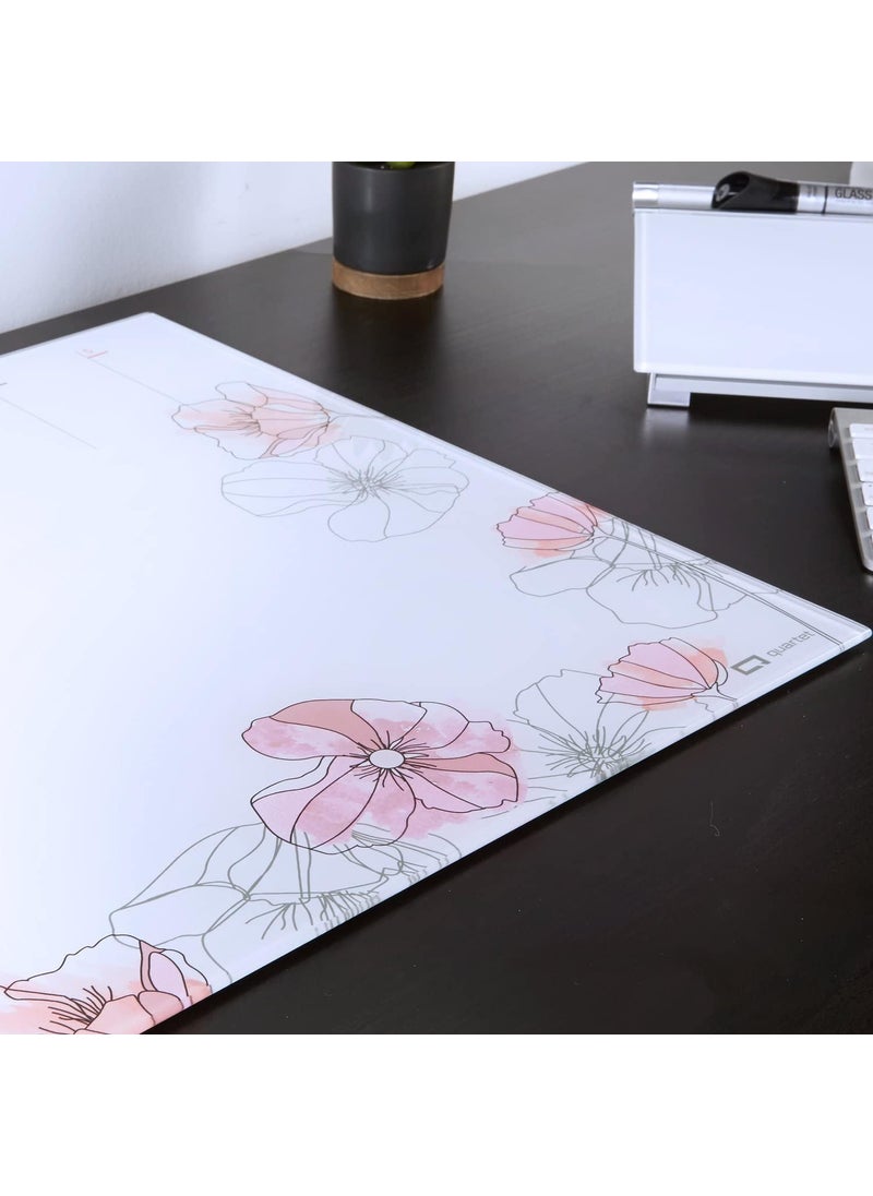 Quartet Quartet Glass Desktop Weekly Planner 17 x 22 Whiteboard Dry Erase Surface Clean Erase Includes 1 Dry Erase Marker Floral GDP2217F  - Image 3