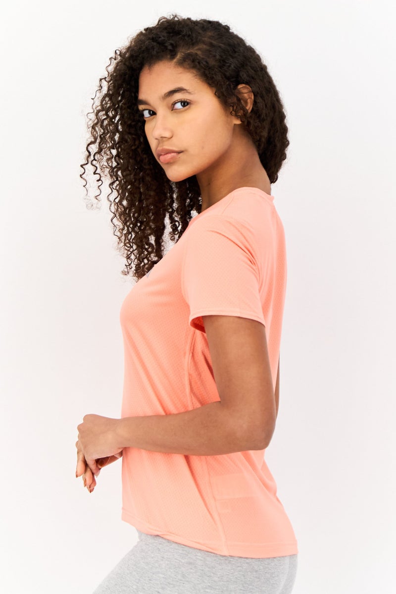 Adidas تي شيرت رياضي نسائي قصير الأكمام للجري، كورال - Image 2