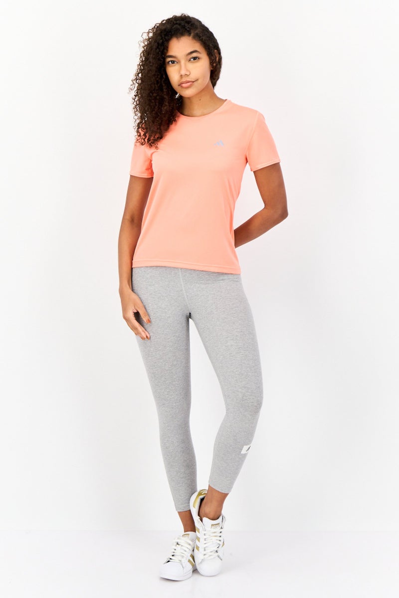 Adidas تي شيرت رياضي نسائي قصير الأكمام للجري، كورال - Image 4