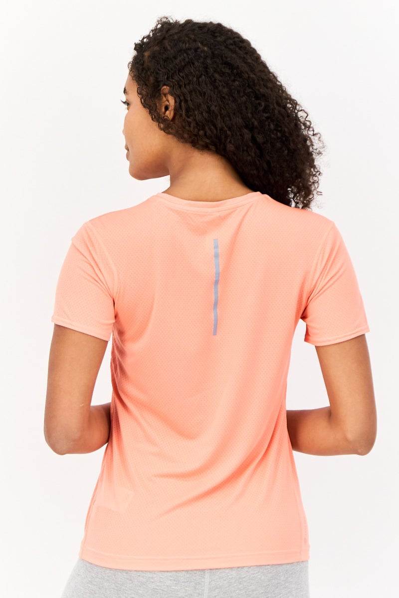 Adidas تي شيرت رياضي نسائي قصير الأكمام للجري، كورال - Image 3