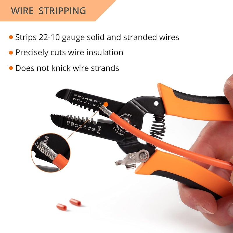 Wirefy STRP-01 Wire Stripper and Cutter for Solid and Stranded Wires 22-10 AWG | Precision Calibrated Ergonomic Wire Stripping Tool - Image 4