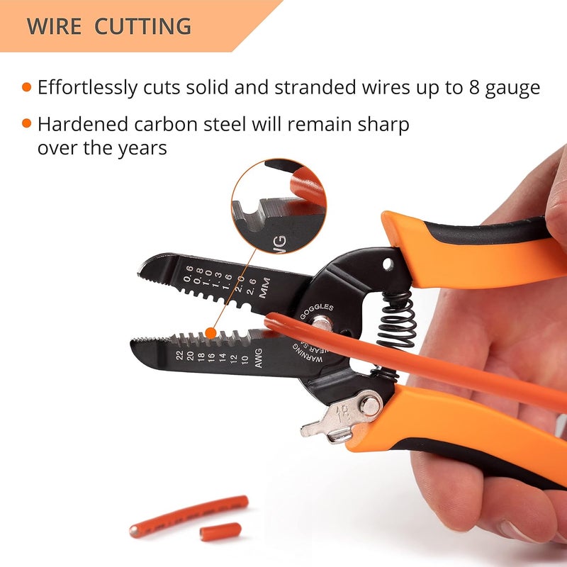 Wirefy STRP-01 Wire Stripper and Cutter for Solid and Stranded Wires 22-10 AWG | Precision Calibrated Ergonomic Wire Stripping Tool - Image 3