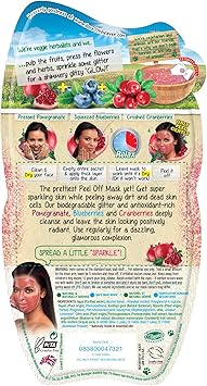 7th Heaven Glitter Easy PeelOff Mask with Pressed Pomegranate Squeezed Blueberries and Crushed Cranberries to Remove Dirt and Grime Ideal for Normal Combo Oily Skin - Image 2