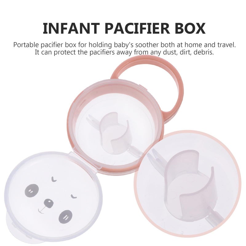 Travel Pacifier Case With Handle Dustproof Storage Container Pink Cartoon Design - Image 4