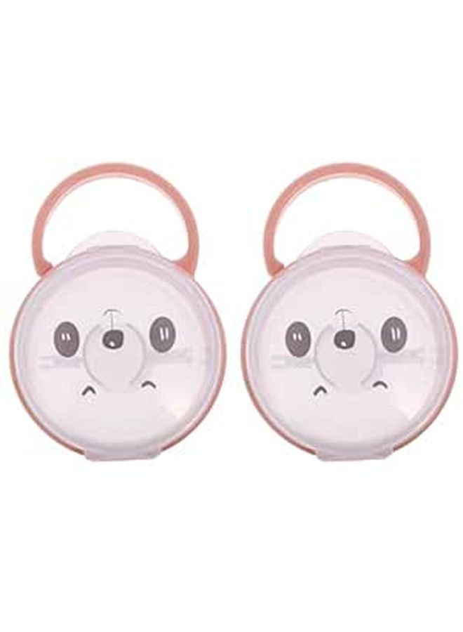 Travel Pacifier Case With Handle Dustproof Storage Container Pink Cartoon Design - Image 1
