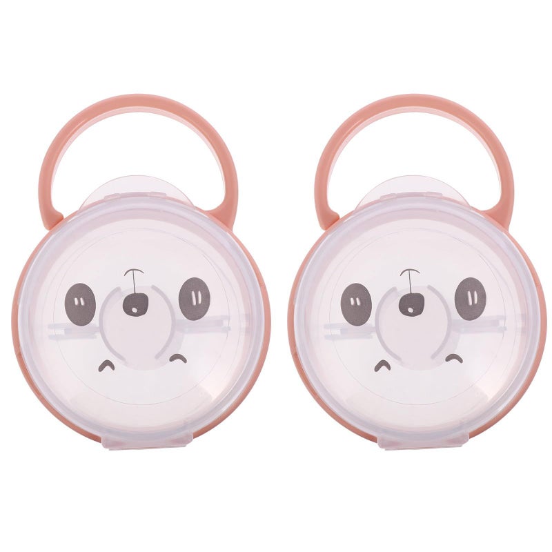 Travel Pacifier Case With Handle Dustproof Storage Container Pink Cartoon Design - Image 2