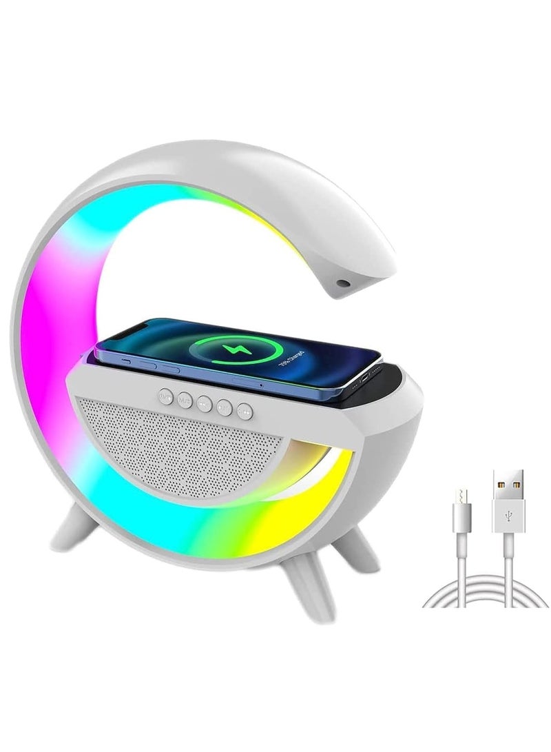 DubaiGallery وسادة حامل شاحن لاسلكي متعددة الوظائف مع مكبر صوت TF RGB ومحطة شحن سريعة وإضاءة ليلية - Image 2