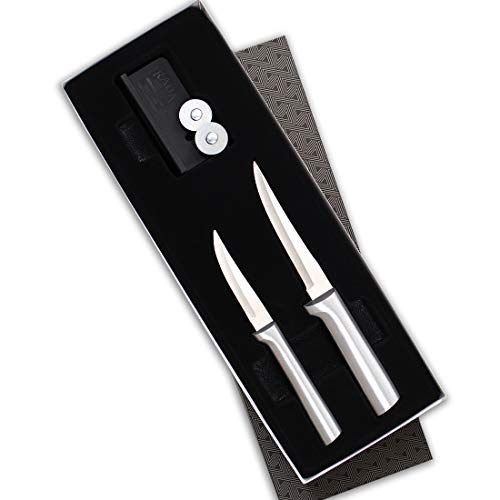 Rada Cutlery 2-Piece Paring Knife with Sharpener Set, Silver Handle - Image 1