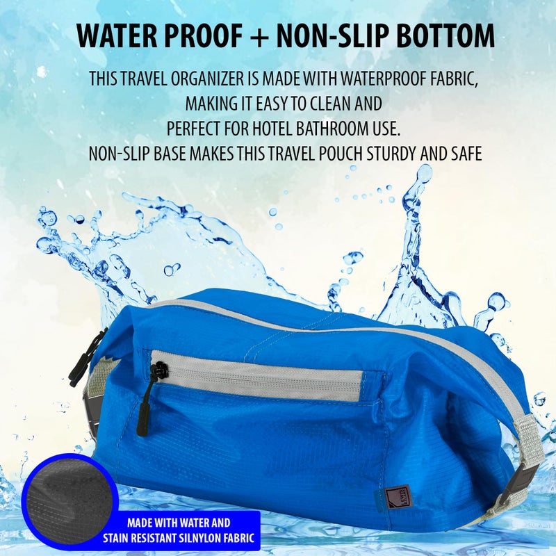 Lewis N. Clark Lewis N Clark Electrolight Toiletry Kit for Travel, Gym, Bathroom, TSA Approved Waterproof Toiletry Bag with Hanging Straps and Non-Slip Bottom - Bright Blue - Image 3