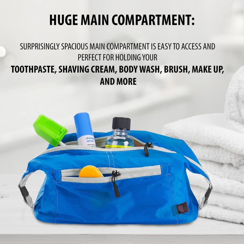 Lewis N. Clark Lewis N Clark Electrolight Toiletry Kit for Travel, Gym, Bathroom, TSA Approved Waterproof Toiletry Bag with Hanging Straps and Non-Slip Bottom - Bright Blue - Image 4