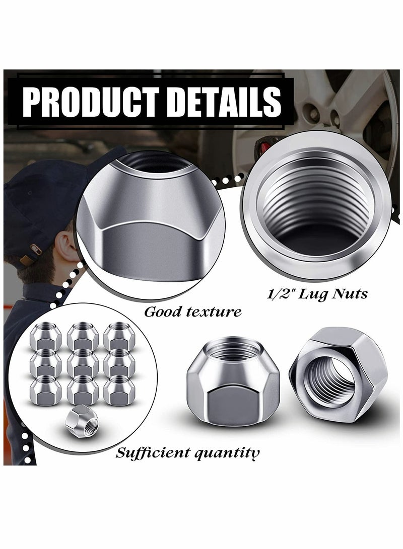 Loquat 20 Inch Trailer Lug Nuts 10 Pieces 509 Tire Lugs Wheel Nuts Wheel Trailer Lugs Tire Acorn Nut Silver Lug Nuts Open End Finish Lug Nuts for Trailers Tire Wheel Tire Screw Iron Rim Tire Nut - Image 3