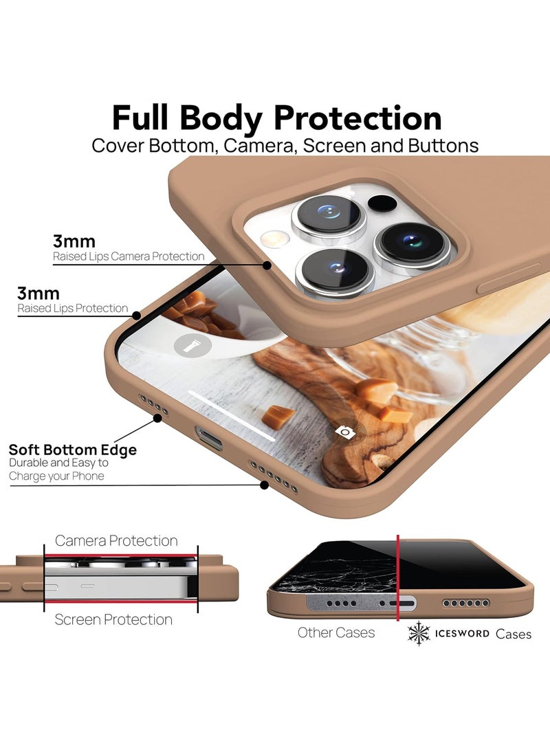 Compatible with iPhone 16 Pro Max Case 6.9 Inch Slim Liquid Silicone 4 Layers Soft Gel Rubber Shockproof Protective Phone Case with Anti Scratch Microfiber Lining (Milk Tea) - Image 2