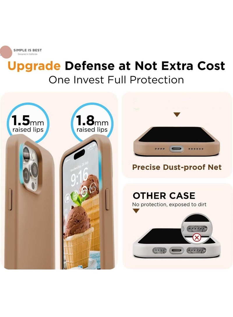 Compatible with iPhone 16 Pro Max Case 6.9 Inch Slim Liquid Silicone 4 Layers Soft Gel Rubber Shockproof Protective Phone Case with Anti Scratch Microfiber Lining (Milk Tea) - Image 5