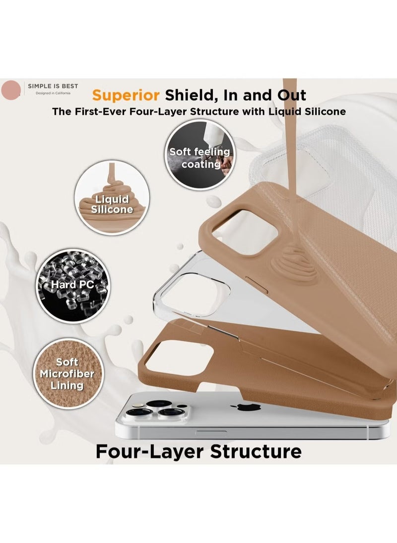 Compatible with iPhone 16 Pro Max Case 6.9 Inch Slim Liquid Silicone 4 Layers Soft Gel Rubber Shockproof Protective Phone Case with Anti Scratch Microfiber Lining (Milk Tea) - Image 4