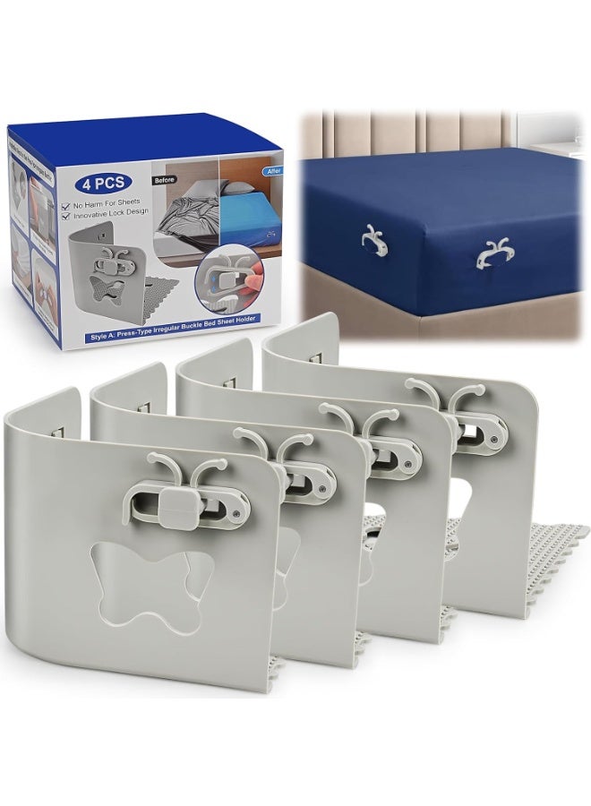 Bed Sheet Holders for Corners, Fitted Sheet Holder, Easy Installation Securely Keep Sheets Tight No More Loose Sheets- Fits All Mattress Sizes,4-Pack