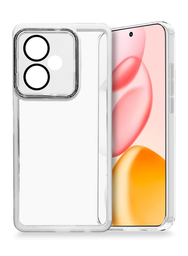 Wtech Honor 400 5G 2025 Soft Transparent TPU Camera Lens Protection Silicone Ultra Thin Phone Stylish Electroplated Camera Border Back Case Cover - White - Image 1