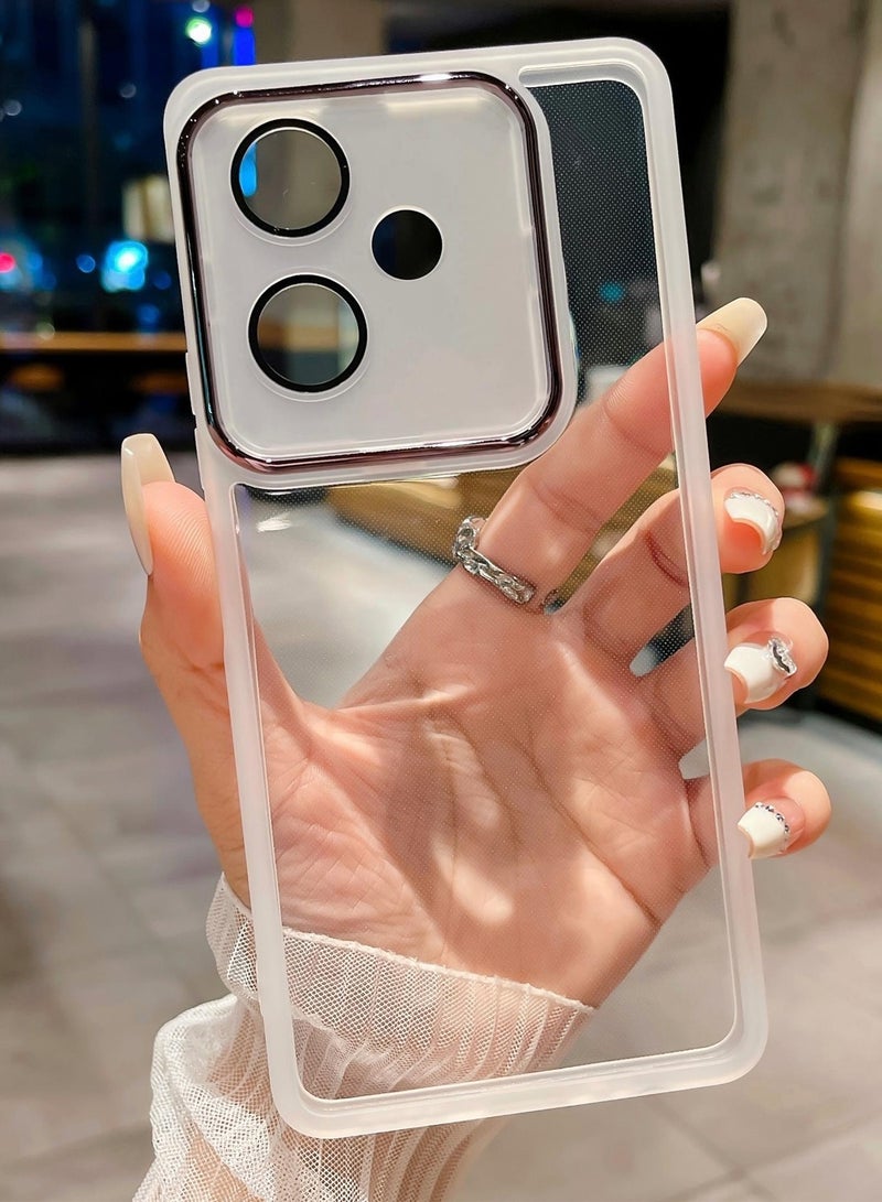 Wtech Honor 400 5G 2025 Soft Transparent TPU Camera Lens Protection Silicone Ultra Thin Phone Stylish Electroplated Camera Border Back Case Cover - White - Image 2