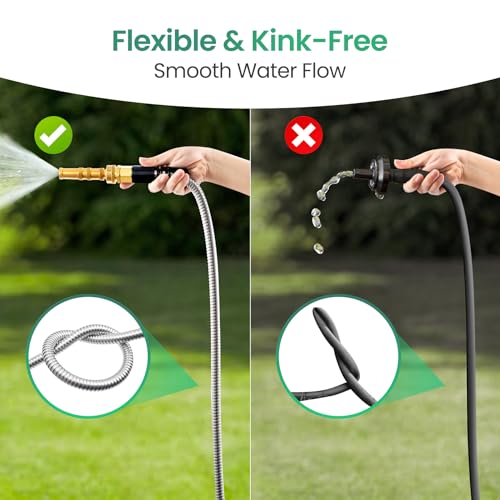 Cesun Metal Garden, Short Connector, Water Lead-in Hose Extension, Extremely Flexible, for Hose Reel/RV/Dehumidifier, Lightweight/Durable/Drinking Water Safe SS Female to Male, 5FT - Image 3