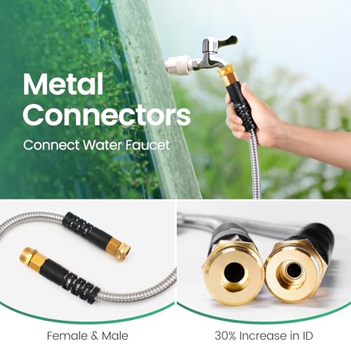 Cesun Metal Garden, Short Connector, Water Lead-in Hose Extension, Extremely Flexible, for Hose Reel/RV/Dehumidifier, Lightweight/Durable/Drinking Water Safe SS Female to Male, 5FT - Image 5
