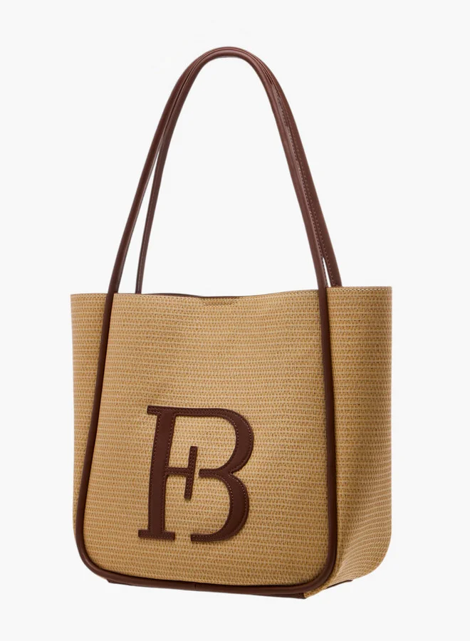 Flora Bella By Shoexpress Textured Tote Bag with Double Handle and Pouch
