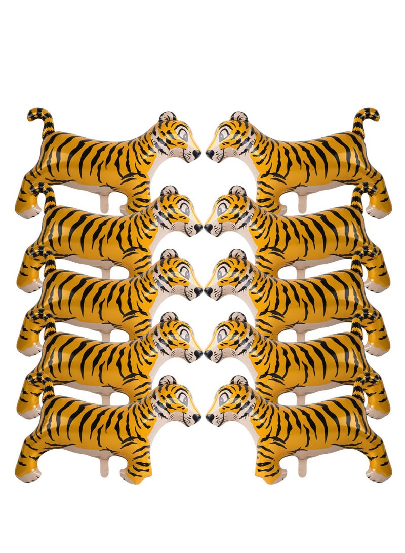 Excefore 10 Giant Tiger Balloons,Black Stripe Tiger Print Balloon Safari Animal Balloons,for Jungle Safari, Zoo, and Wild One Birthday Parties,Baby Birthday Decorations - Image 1