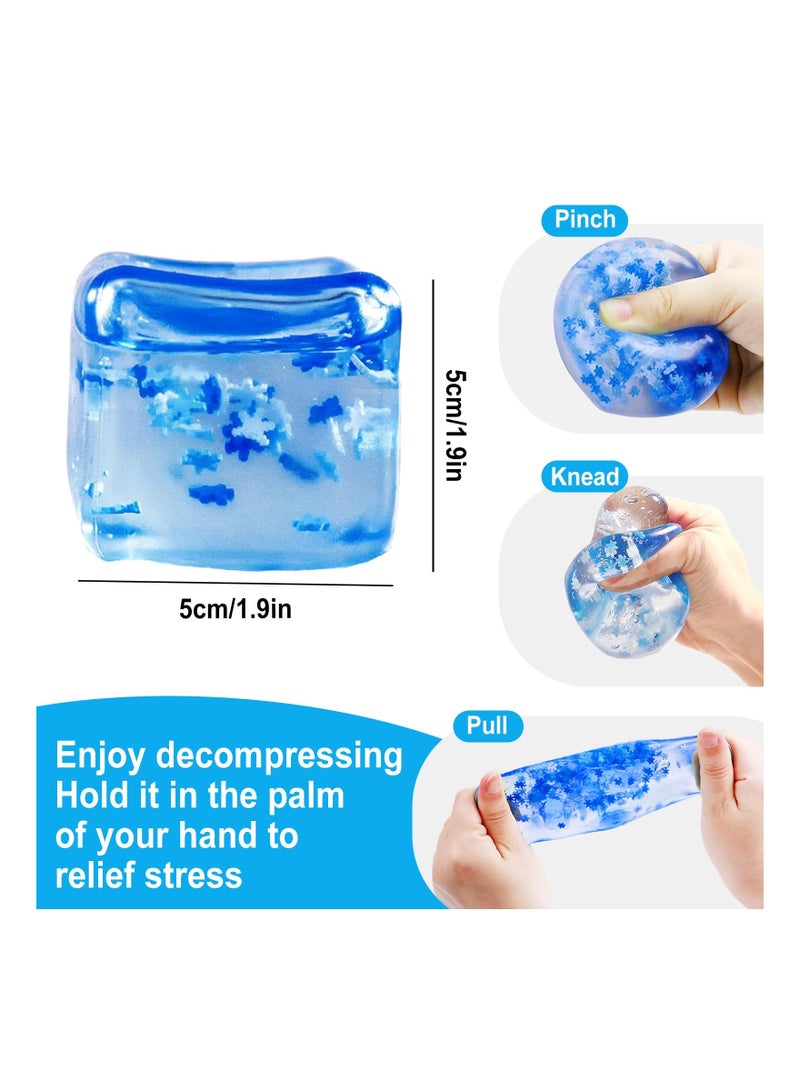 KASTWAVE كرات ضغط مكعبة قابلة للتقلص لتخفيف التوتر للأطفال والبالغين، 4 قطع، كرات ضغط لتخفيف القلق، ألعاب حسية للأطفال ذوي التوحد، كرات ضغط مضحكة لحفلات الهدايا - Image 2