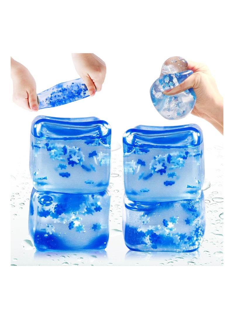 KASTWAVE كرات ضغط مكعبة قابلة للتقلص لتخفيف التوتر للأطفال والبالغين، 4 قطع، كرات ضغط لتخفيف القلق، ألعاب حسية للأطفال ذوي التوحد، كرات ضغط مضحكة لحفلات الهدايا - Image 1