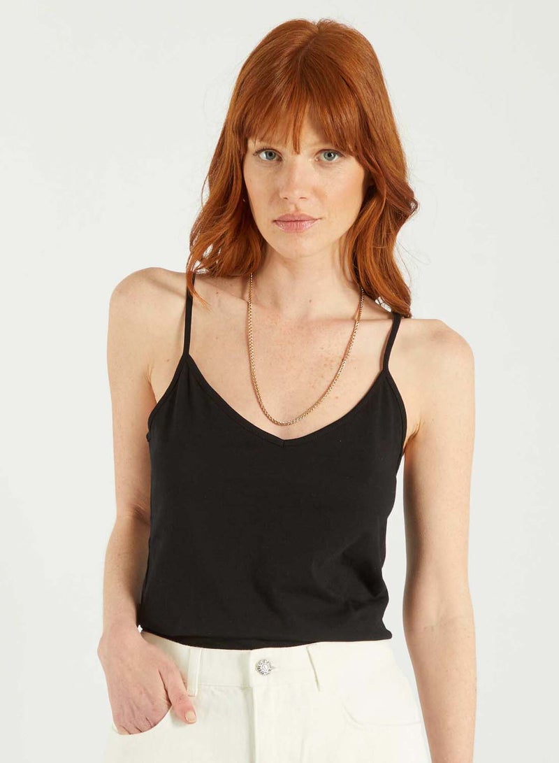 Kiabi spaghetti-strap-top-black-1 - Image 1