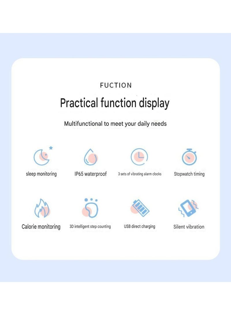 Digital Wristwatch with Large Time Display & Fitness Tracker – 40-Day Battery Life – USB Direct Charge – Vibration Alarm – Steps, Calories & Sleep Monitor - Pink - Image 5