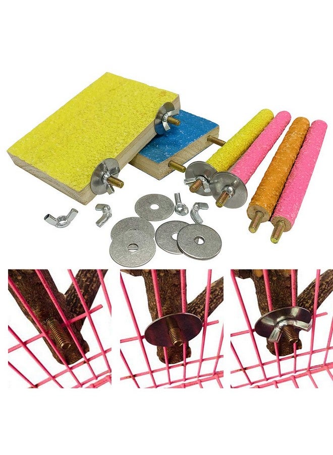 Hamiledyi 6 Pcs Bird Perch Stand Toy Wood Parrot Paw Grinding Stick Perch Stand Platform Parakeet Cage Accessories Exercise Toys For Budgies Cockatiel Conure - Image 2