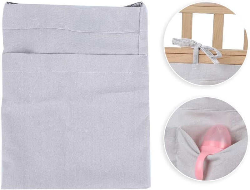 VINGVO Diaper Caddy, Diaper Caddy Organizer Baby Bedside Hanging Storage Bag Crib Toys Hanging 2 Pockets Diaper Nursery Organizer for Baby Cribs and Toys, Clothing, 19.5x11.2in - Image 4