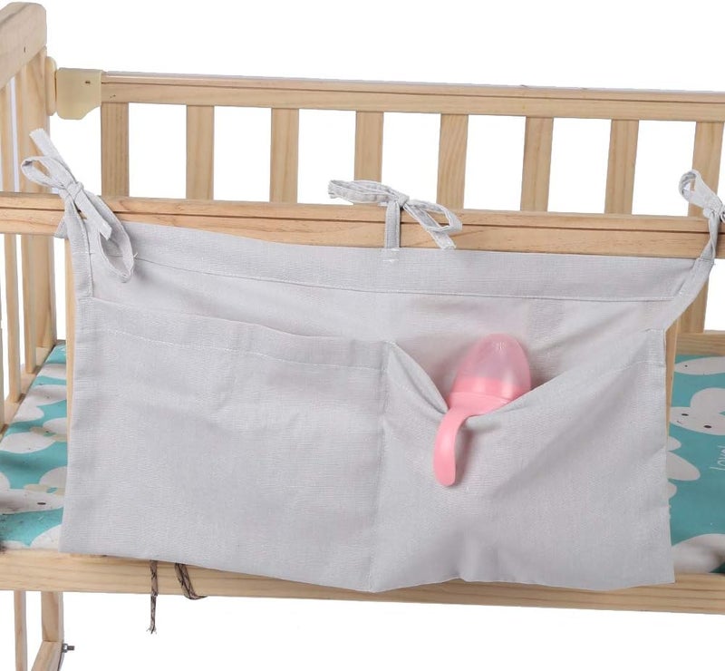 VINGVO Diaper Caddy, Diaper Caddy Organizer Baby Bedside Hanging Storage Bag Crib Toys Hanging 2 Pockets Diaper Nursery Organizer for Baby Cribs and Toys, Clothing, 19.5x11.2in - Image 2