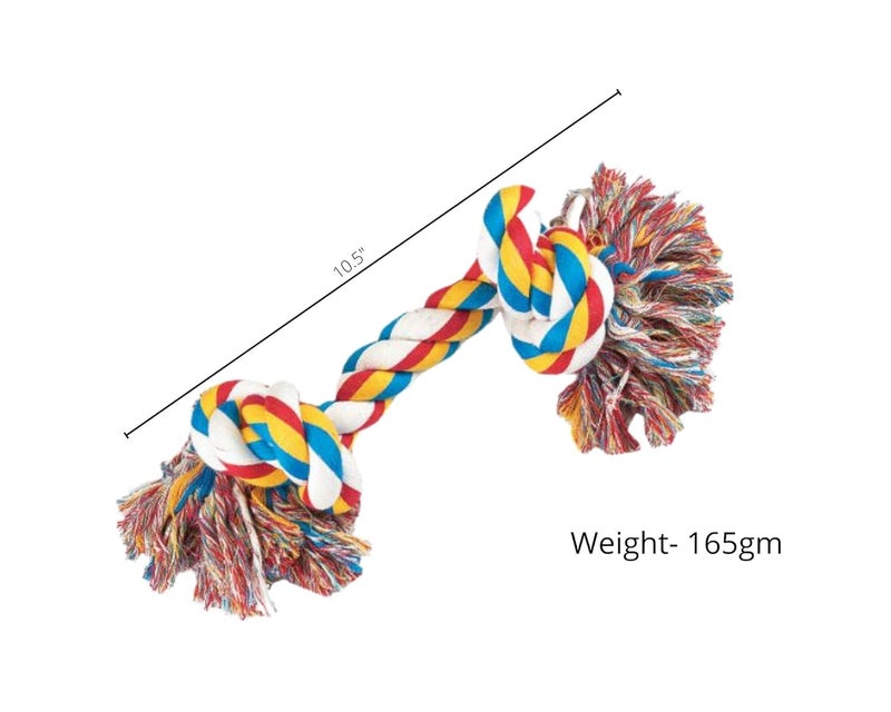 PawCloud Cotton Chew Dog Rope Toy, 10.5 Inch Large - Multicolor - Image 2