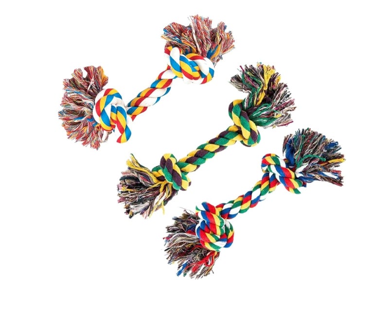 PawCloud Cotton Chew Dog Rope Toy, 10.5 Inch Large - Multicolor - Image 3