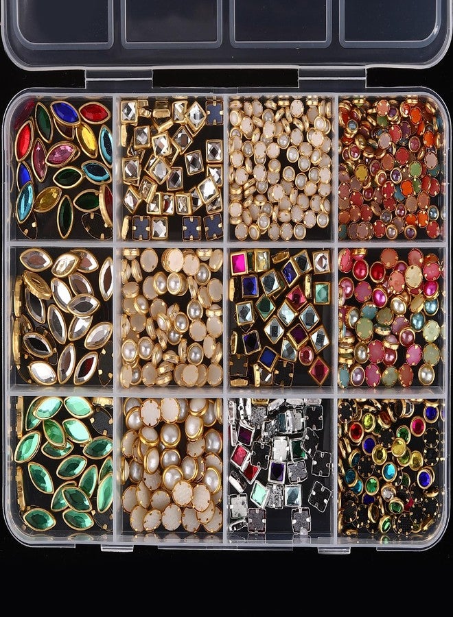 Jremg Nail Diamonds Rhinestones Luxury 3D Nail Charms Multicolored Mixed Shape Nail Art Studs Gems Colorful Flat-Back Vintage Pendants Nail Art Charms for DIY Crafts Nail Decor 12Grids - Image 3