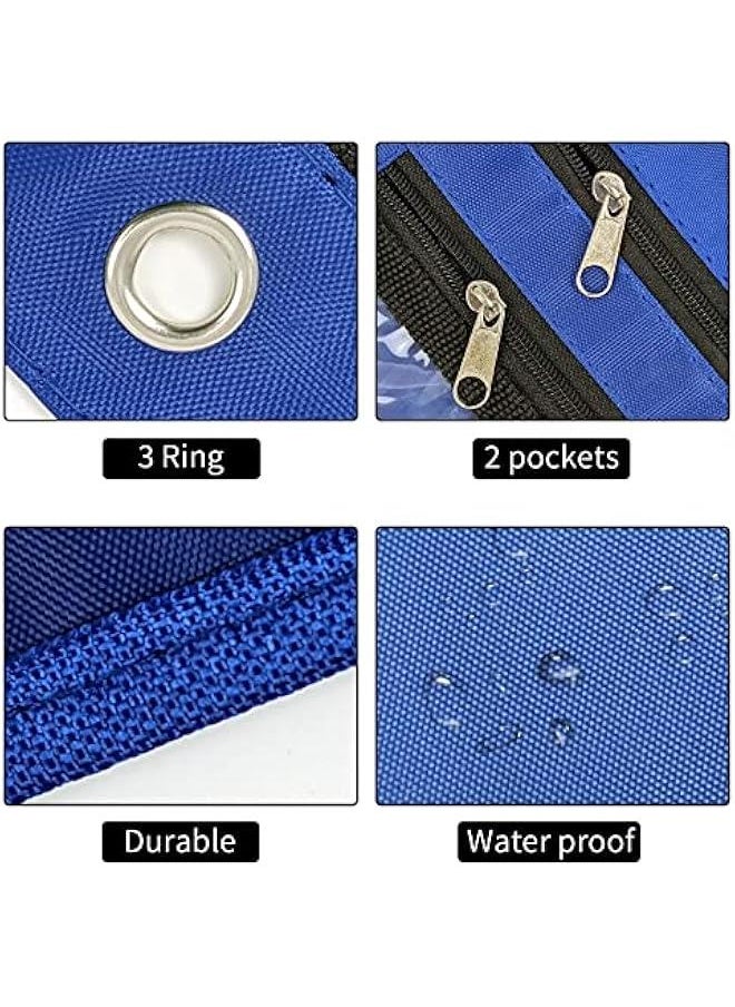1inch Expandable Pencil Pouch for 3 Ring Binder, 2 Pack Large Capacity Pencil Pouch with Zipper, Three Ring Clear Binder Pencil Case Suitable for School and Office（Blue）
