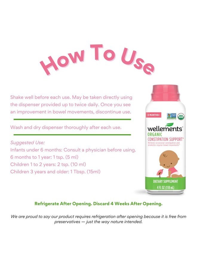 Wellements Organic Constipation Support | Safe and Gentle Organic Constipation Relief for Infants, Babies and Toddlers | No Harsh Laxatives | USDA Certified Organic | 4 Fl Oz. 6 Months +  - Image 5
