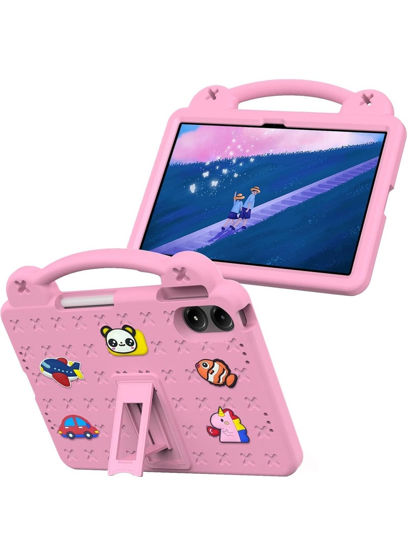 VKL Kids Case for Redmi Pad Pro (12.1 inch), Heavy Duty EVA Foam Shockproof Cover Kids Proof Case with Stand (Pink) - Image 3