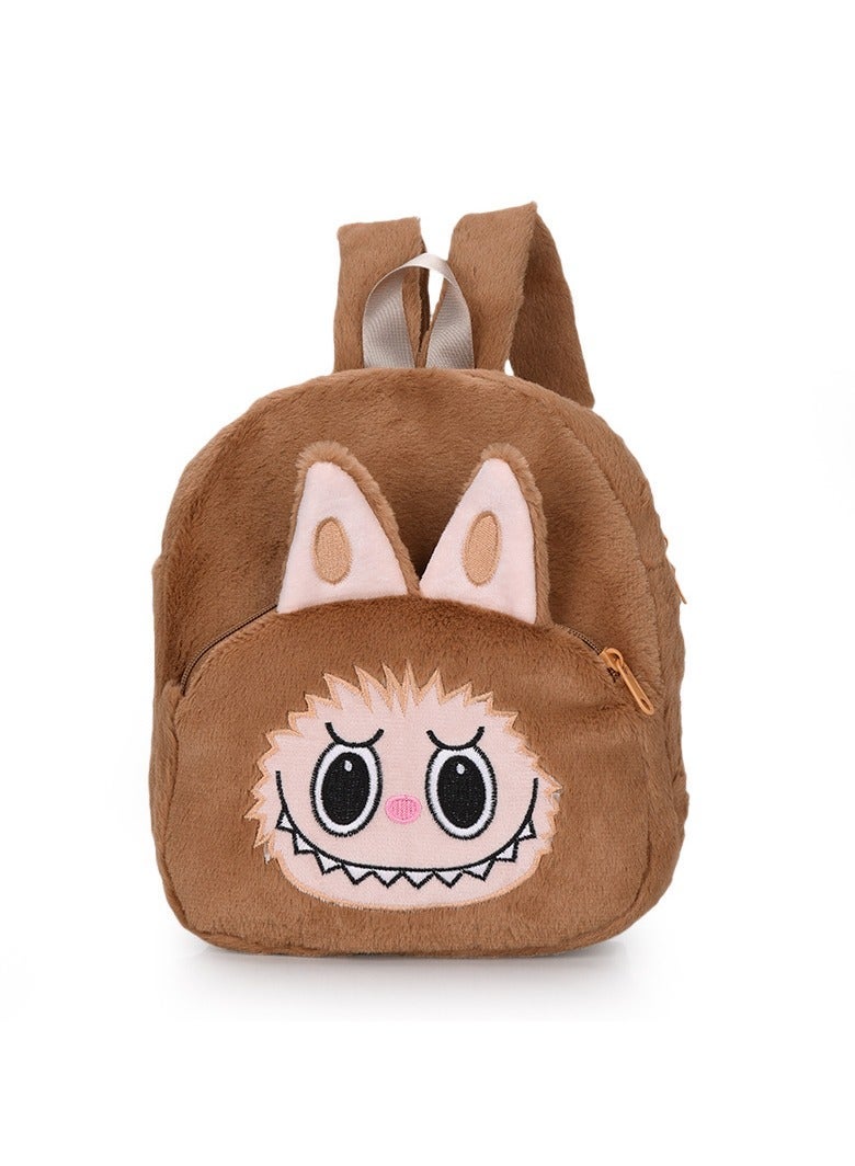 LABUBU Cartoon Casual Bubble Matlab Toddler Backpack Autumn and Winter Schoolbag Large Capacity Children Plush Backpack 26*23*9CM