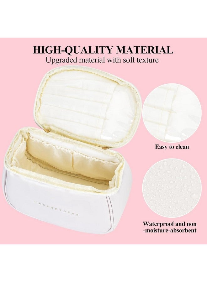 Xpandio Travel Makeup Bag, Portable Travel Essentials Toiletry Bag for Women, Waterproof Large Capacity Cosmetic Leather Bag with Compartments (White) - Image 5