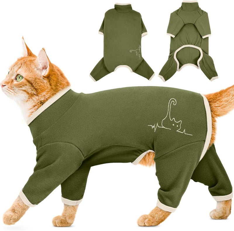 ADNIKIA Cat Pajamas for Cats Only, Sticky Hair Cat Clothes, Sphynx Hairless Cats Sweater, Recovery Suit After Surgery, Prevent Lost Hair Kitten Onesie Shirts Costumes Outfits for Pet - Image 1