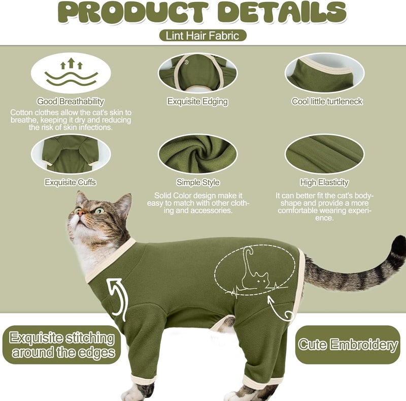 ADNIKIA Cat Pajamas for Cats Only, Sticky Hair Cat Clothes, Sphynx Hairless Cats Sweater, Recovery Suit After Surgery, Prevent Lost Hair Kitten Onesie Shirts Costumes Outfits for Pet - Image 3