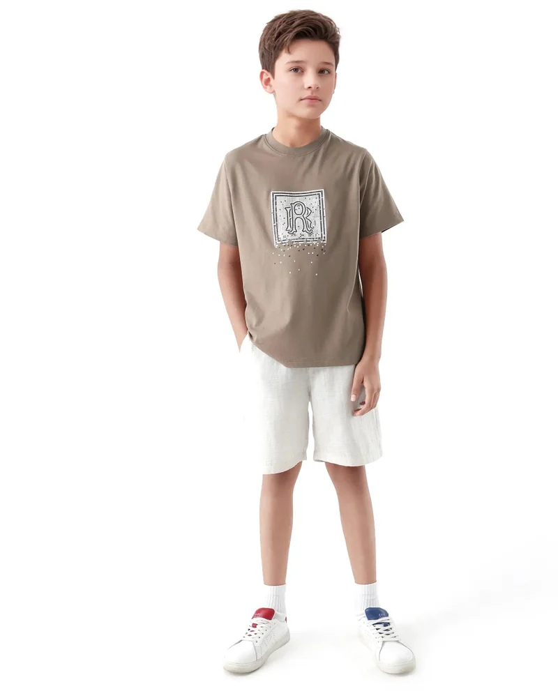 Rare Ones Rare Ones Kids Mezoc-K Light Brown Cotton Printed Slip-On Regular Fit T-Shirt