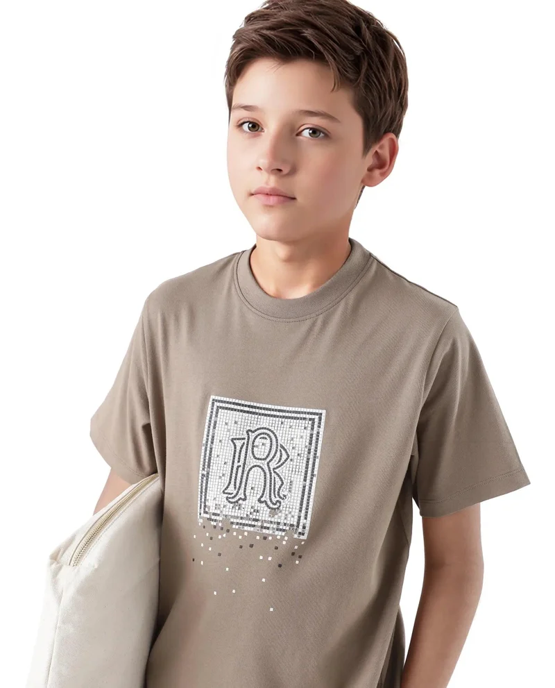 Rare Ones Rare Ones Kids Mezoc-K Light Brown Cotton Printed Slip-On Regular Fit T-Shirt