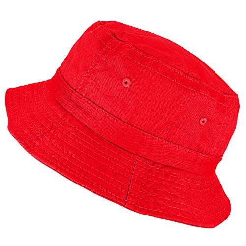 Armycrew Pigment Dyed Washed 100% Cotton Unisex Bucket Hat - RED - Image 2